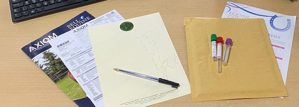 Export and health certificate documents at Gibbs Marsh Equine